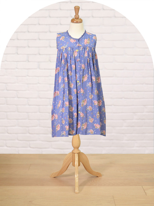 Sweet Hydrangea Big Girls Dress - Periwinkle