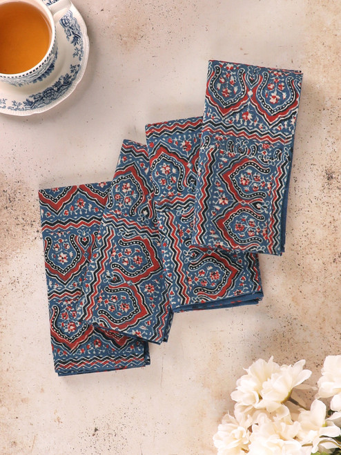Wandering Rose Natural Dye Napkins Set of 4 - Indigo