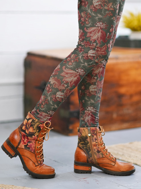 Marseille Printed Mesh Footless Tights - Smoky Teal