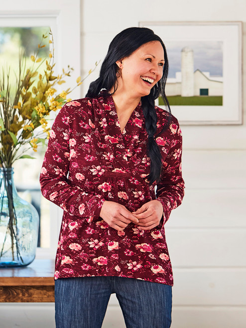 Virginia Shawl Collar Pullover - Dark Berry