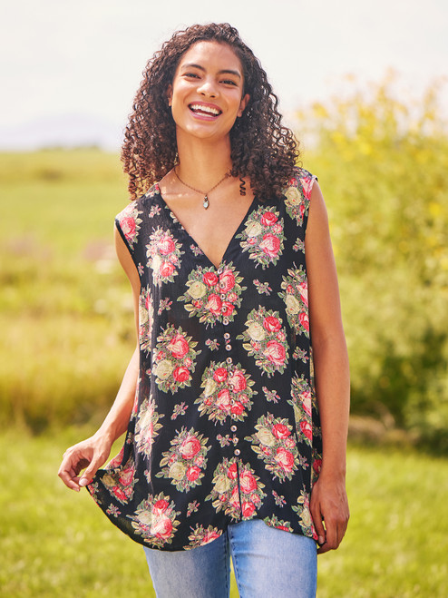 Genevieve Sleeveless Blouse - Black