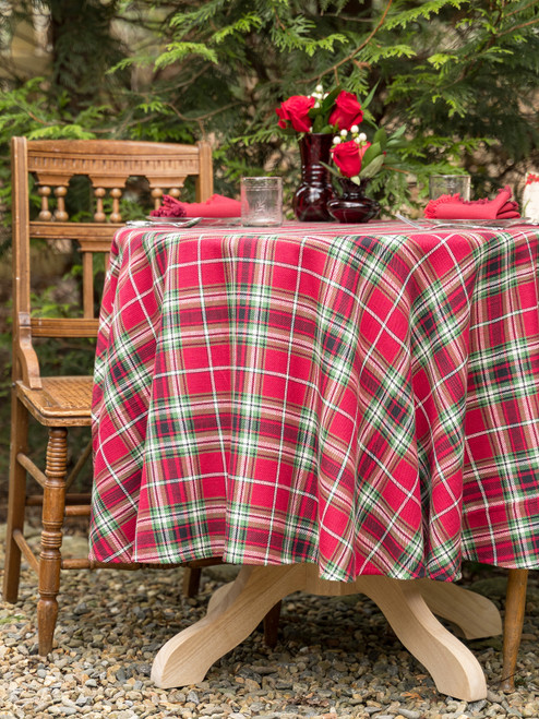 Tartan Plaid Round Cloth - Red