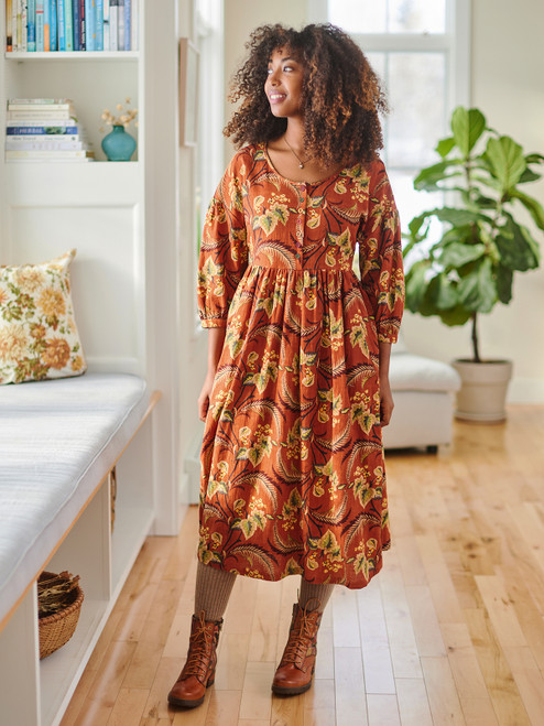 Fern Forest Dress - Rust