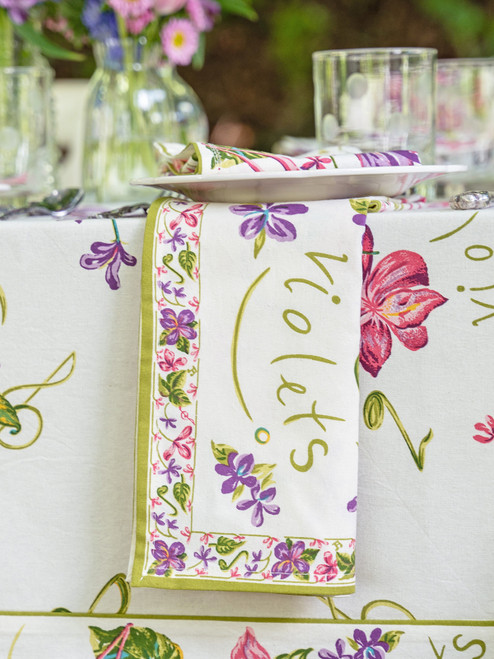 Violets Napkin Set of 4 - Ecru