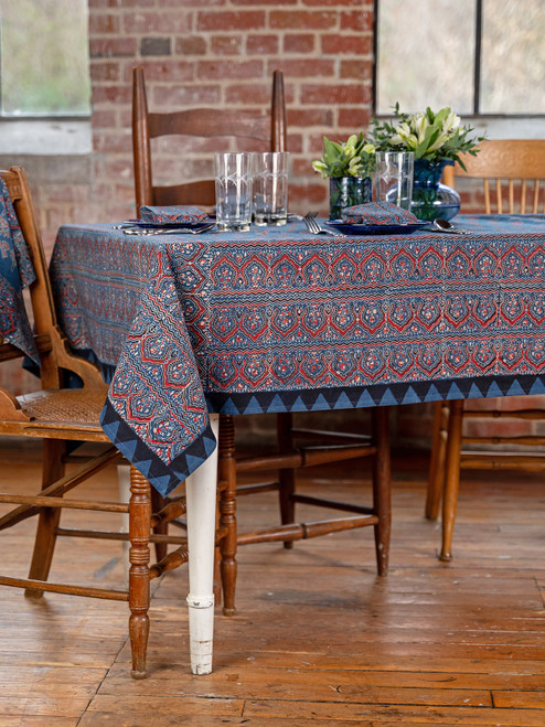 Wandering Rose Natural Dye Tablecloth - Indigo