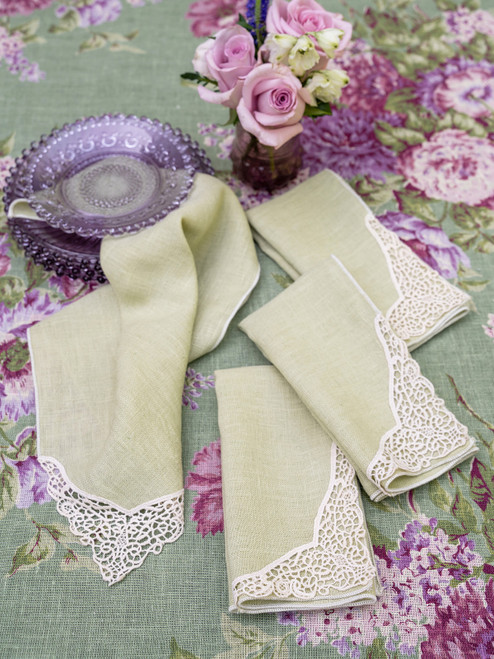Versailles Linen Napkin Set of 4 - Sage