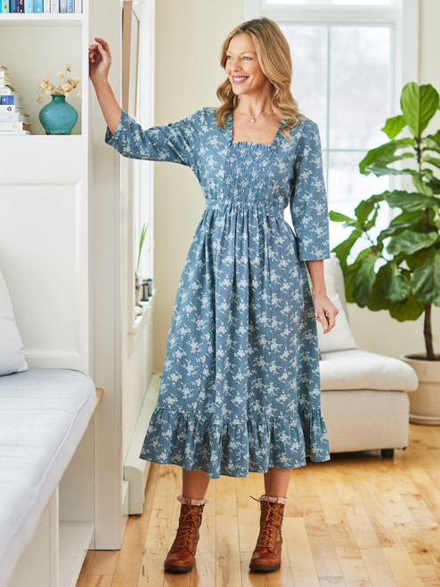 Eloise Prairie Dress  - Smoke Blue