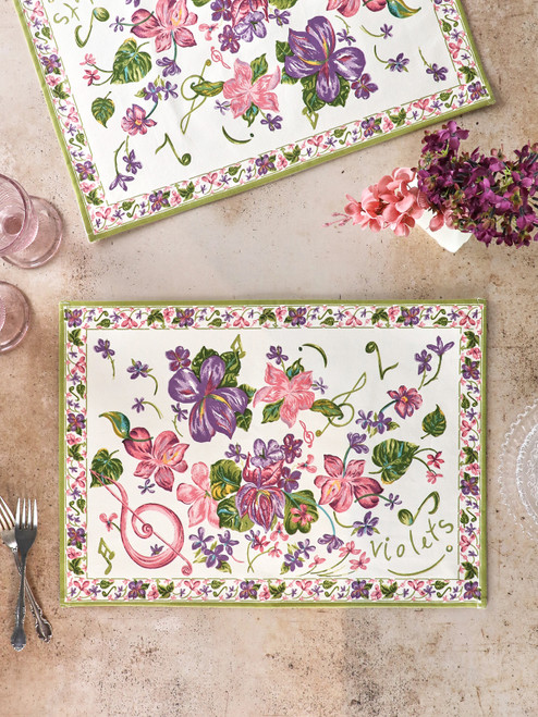 Violets Placemat Set of 4 - Ecru