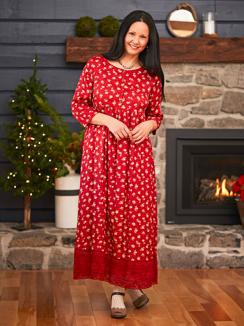 Ruby Jacquard Long Dress - Red