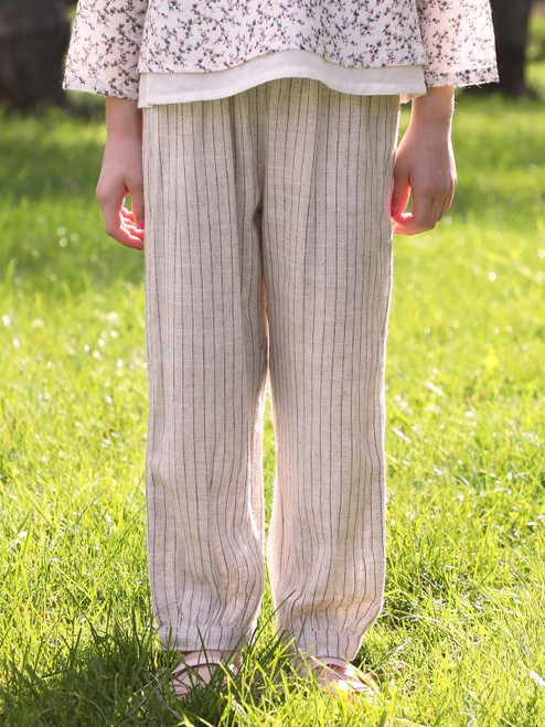 Coastal Stripe Kids Pant - Natural