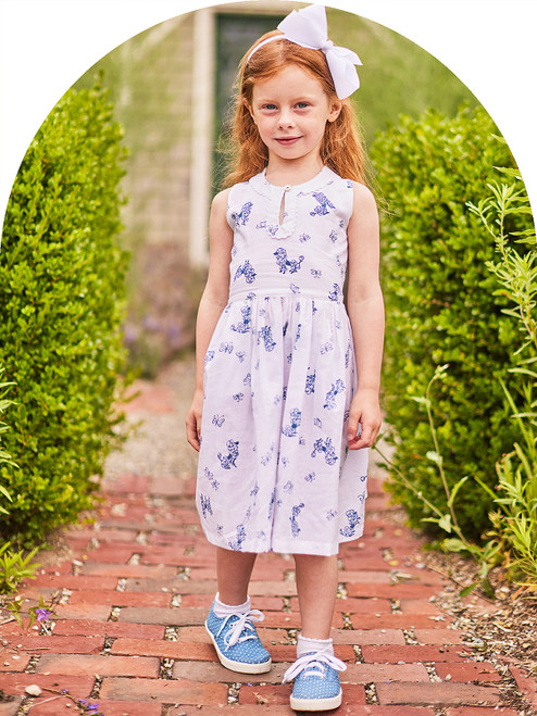Poodle Little Girls Dress - White
