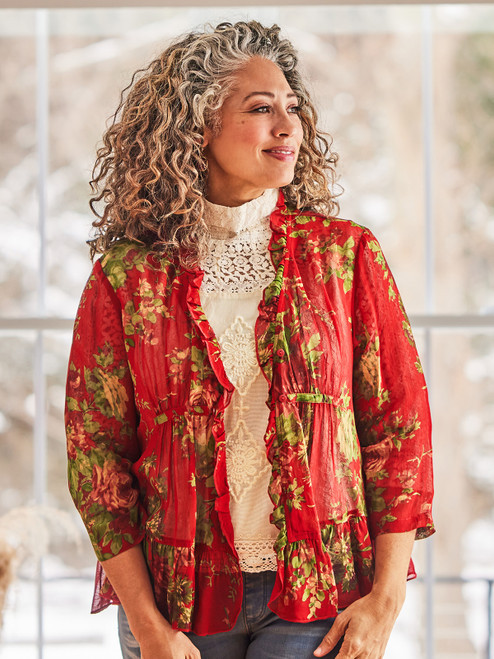 Cottage Rose Cover Up - Red