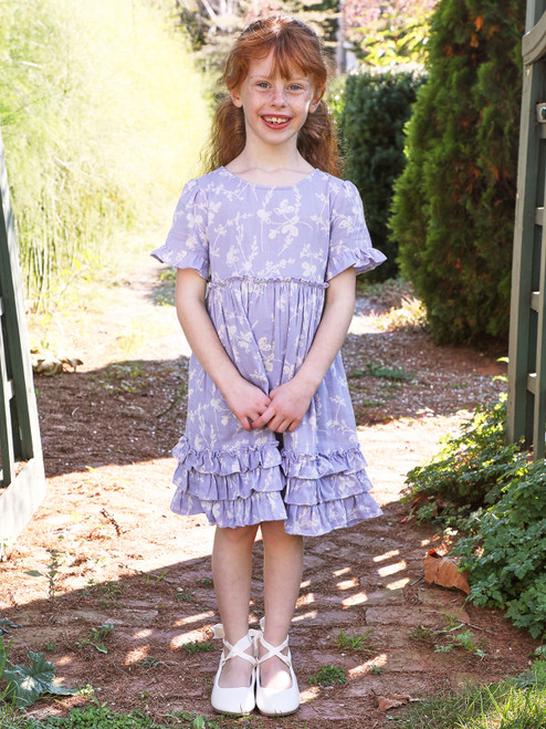 Spring Clover Kids Dress - Light Periwinkle