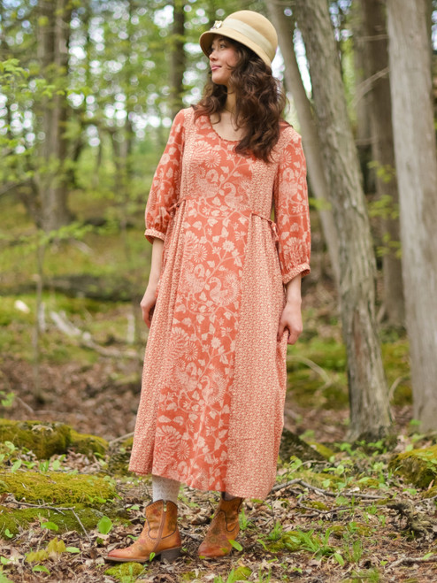 Dancing Peacock Mori Dress - Terracotta