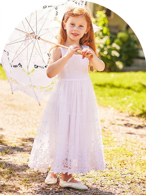 Starlight Little Girls Dress - White