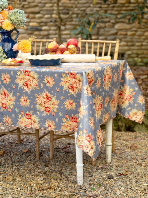 Charming Oilcloth Tablecloth - Smoke Blue