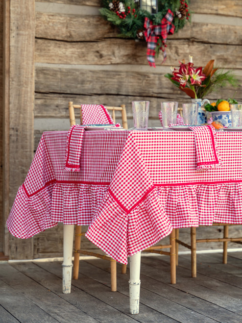 Cottage Gingham Tablecloth - Red