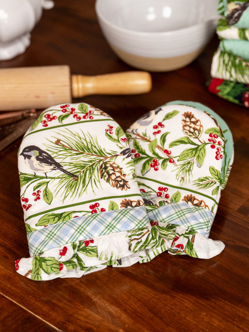 Chickadee Patchwork Mini Mitt Set of 2 - Multi