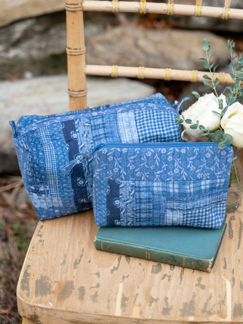 Harmony Patchwork Cosmetic Bag Set of 2 - Blue