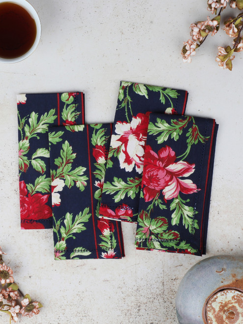 Greta's Garden Luncheon Napkin Set of 4 - Navy