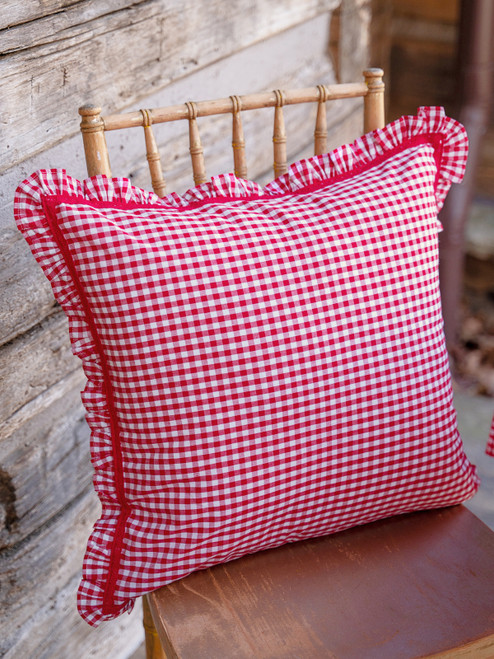 Cottage Gingham Cushion Cover - Red