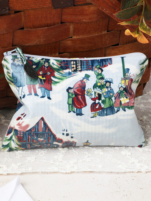 Caroling Oilcloth Pouch - Winter