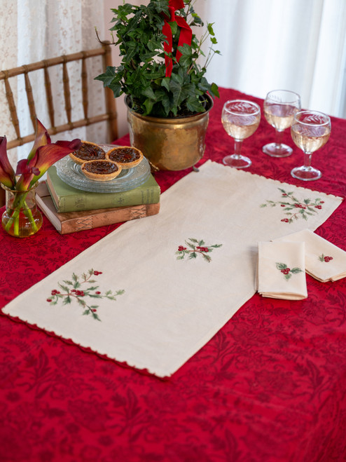 Holly Embroidered Table Scarf - Multi