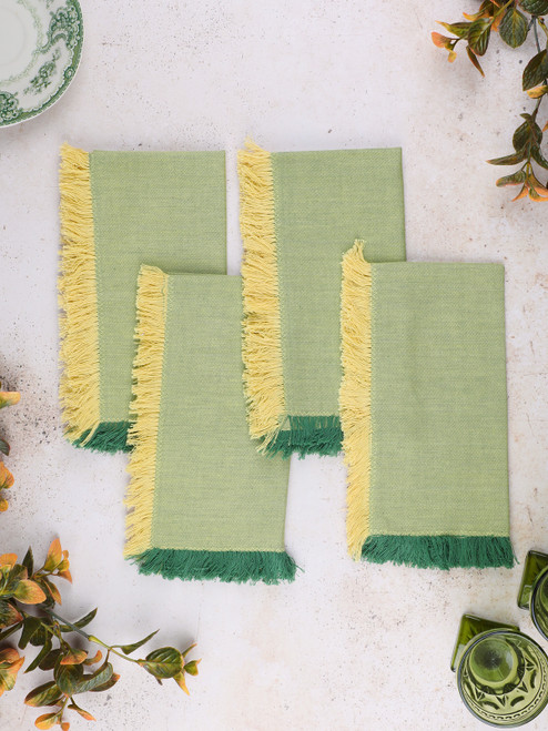 Chambray Cottage Napkin Set of 4 - Green Gold