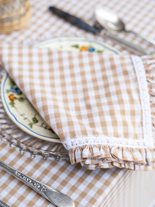 Cottage Gingham Luncheon Napkin Set of 4 - Straw