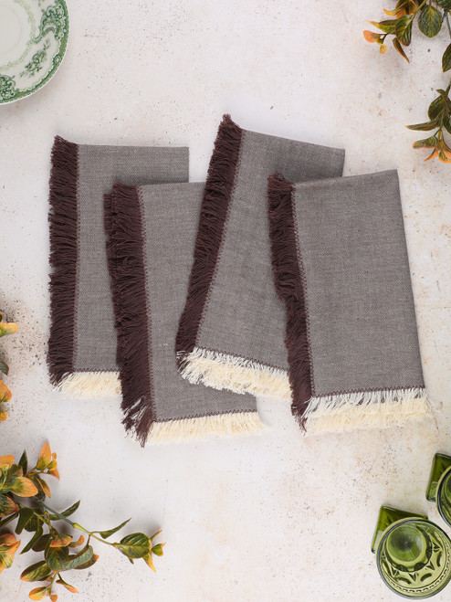 Chambray Cottage Napkin Set of 4 - Latte