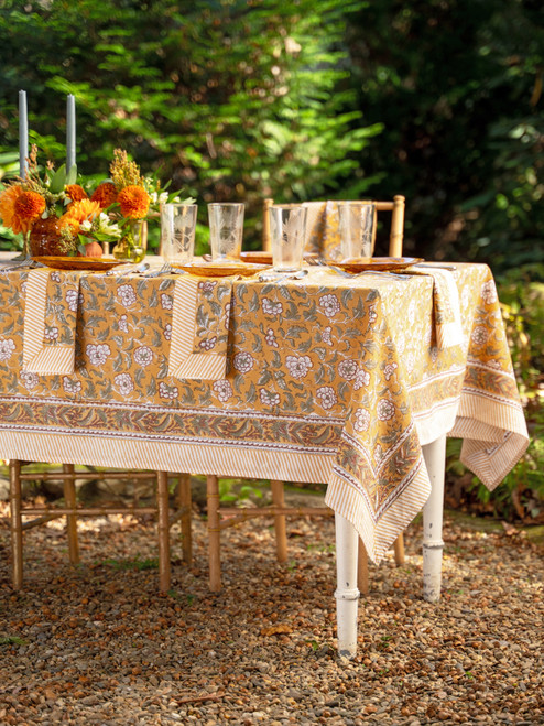 Idlewild Block Print Tablecloth - Gold