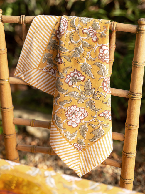 Idlewild Block Print Napkin Set of 4 - Gold