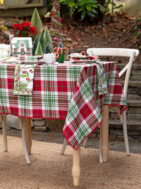 Jingle Plaid Tablecloth - Red