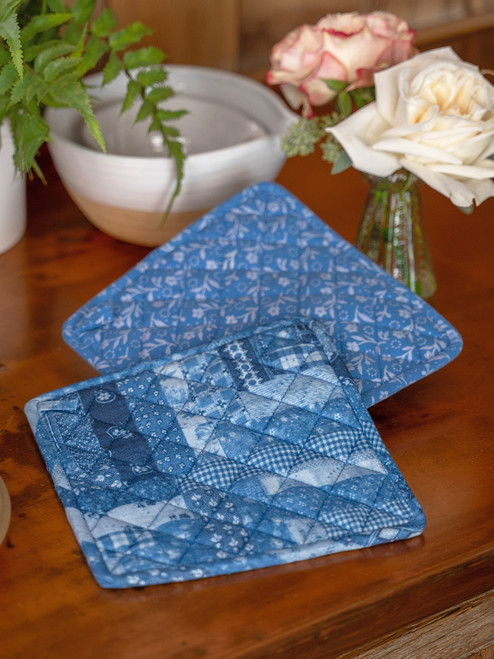 Harmony Patchwork Potholder Set of 2 - Blue
