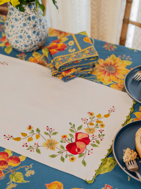 Prairie Embroidered Table Scarf - Multi