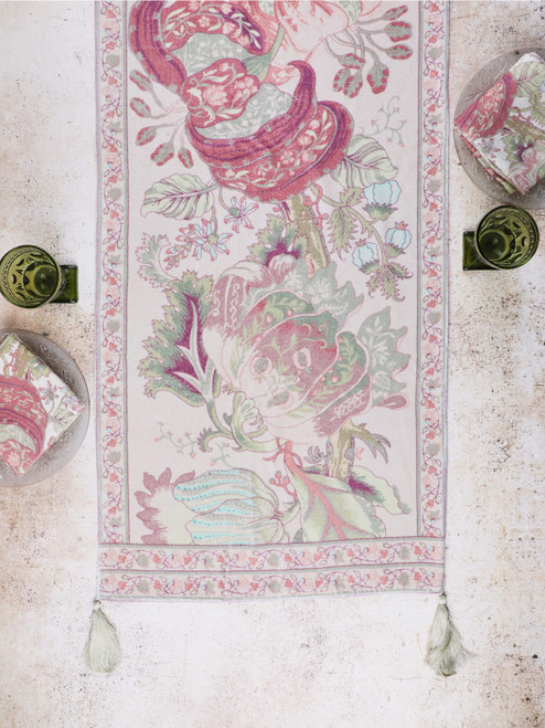 Blooming Jungle Velvet Runner - Blush