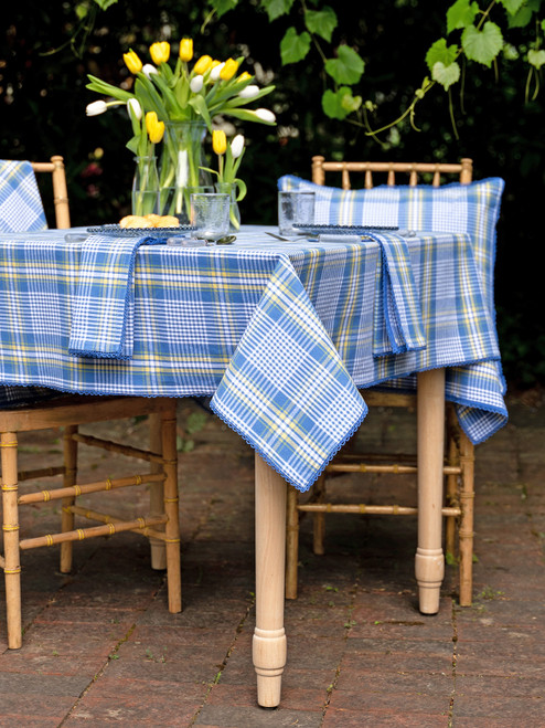 Provence Plaid Tablecloth - Blue Yellow