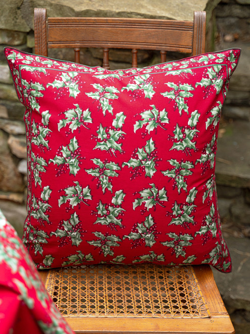 Holly Cushion with Filler - Red