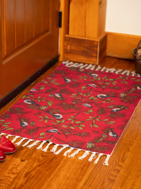 Chickadee Small Dhurrie - Red