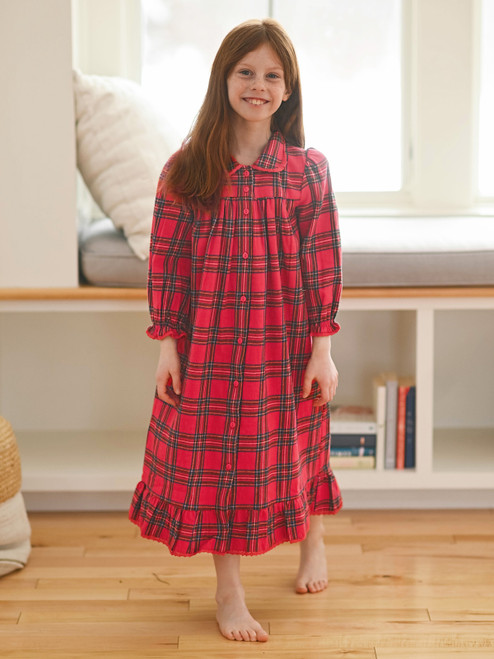 Fireside Check Kids Dress - Red