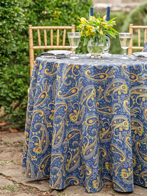 Jamavar Round Cloth - Navy