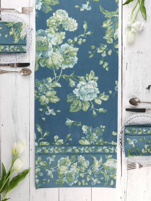 Garden Serenade Runner - Aegean Blue