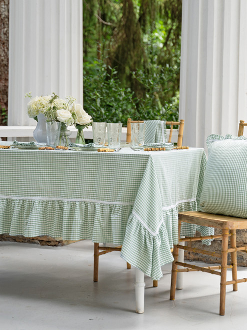 Cottage Gingham Tablecloth - Sage