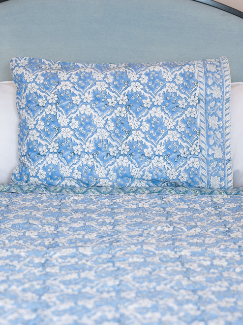 Floating Blossom Pillowcase - Blue