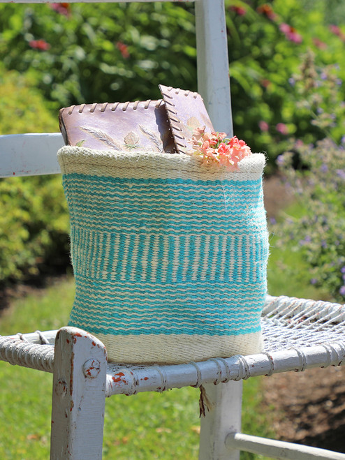 Baja Jute Basket - Aqua