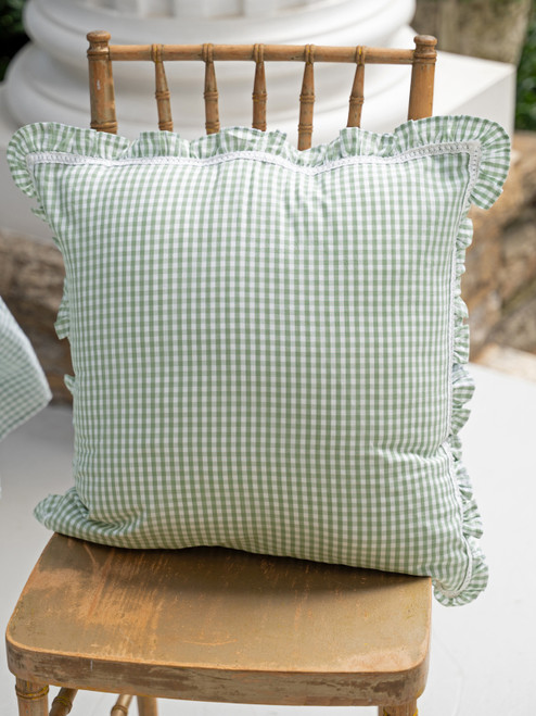 Cottage Gingham Cushion Cover - Sage
