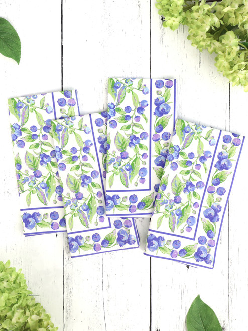 Blueberries Luncheon Napkin Set of 4 - Soft White