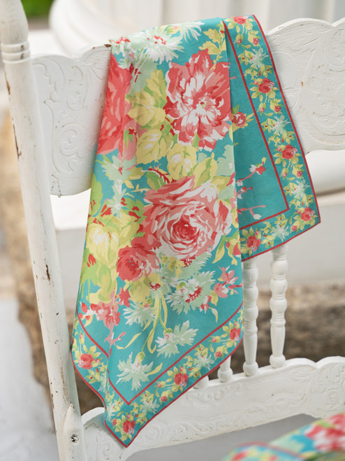 Cottage Rose Napkin Set of 4 - Turquoise