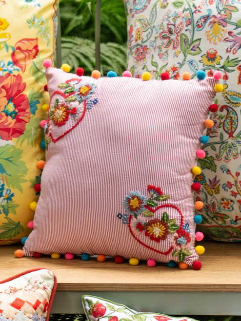 Festive Embroidered Cushion with Filler - Multi