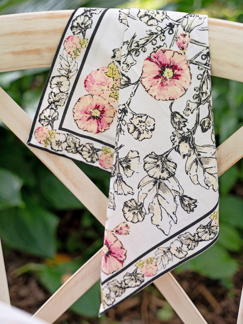 Hollyhocks Napkin Set of 4 - Soft White